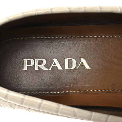 Prada Calfskin Crocodile Embossed Loafers Men's Driving Loafers 8 Cera 9 of 15