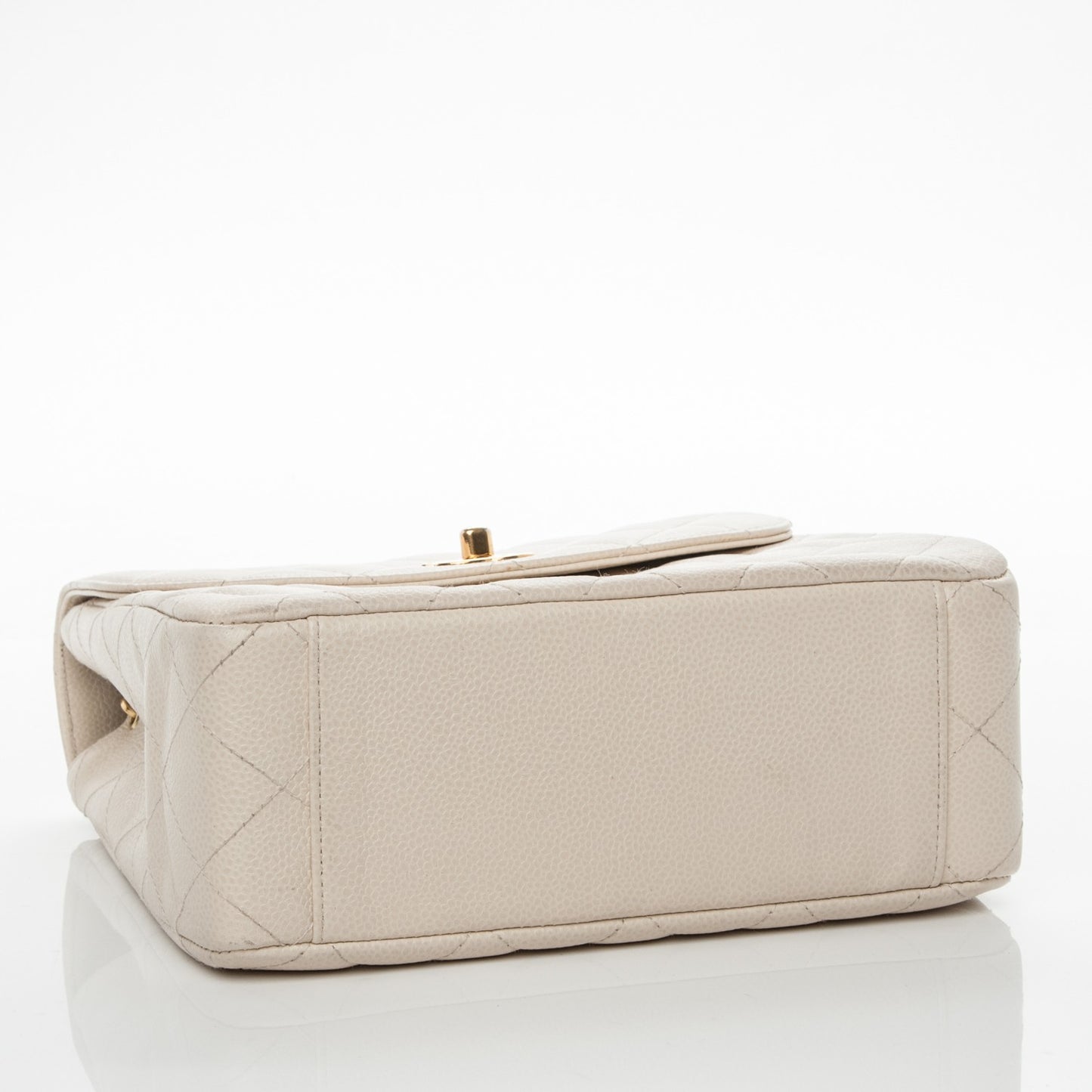 Caviar Quilted Small Single Flap White