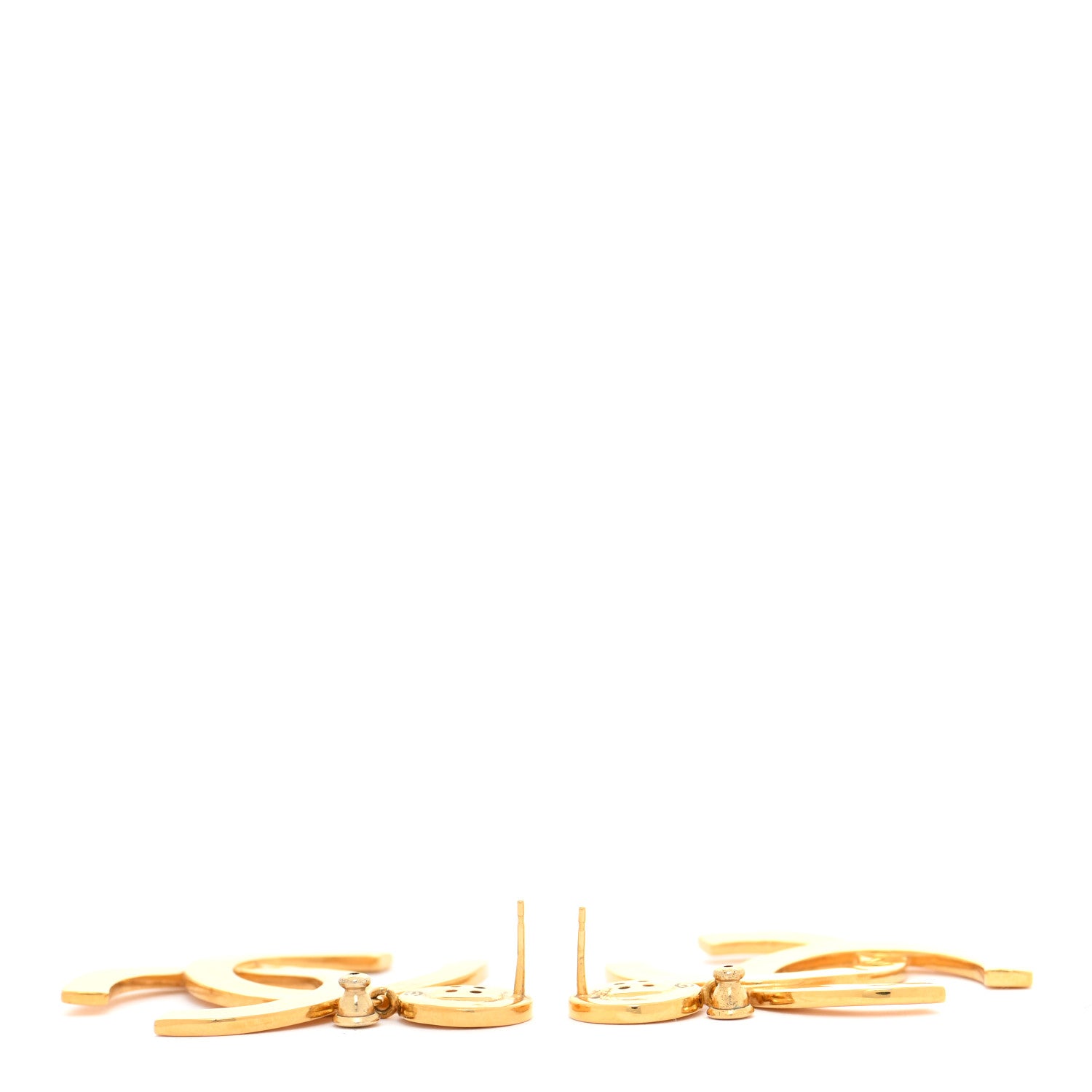 Chanel Metal Large Paris Button Earrings Gold 3 of 5