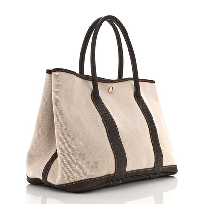 Hermes Buffle Skipper Toile Garden Party 36 MM Tote Marron Fonce 3 of 12