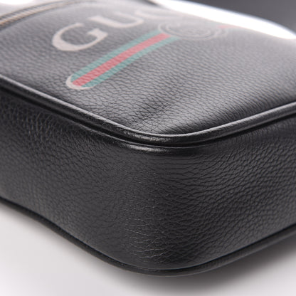 Gucci Grained Calfskin Logo Messenger Bag Black 5 of 12