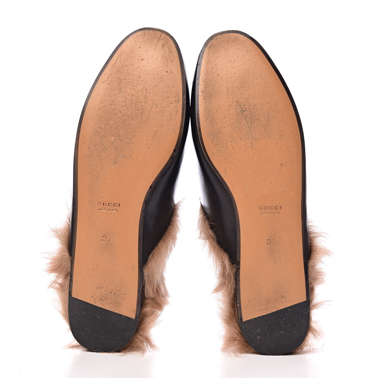Calfskin Fur Womens Princetown Slippers 37 Black