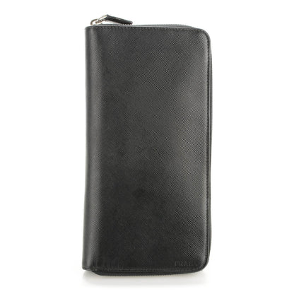 Prada Saffiano Large Zip Around Travel Wallet Nero Black 1 of 10