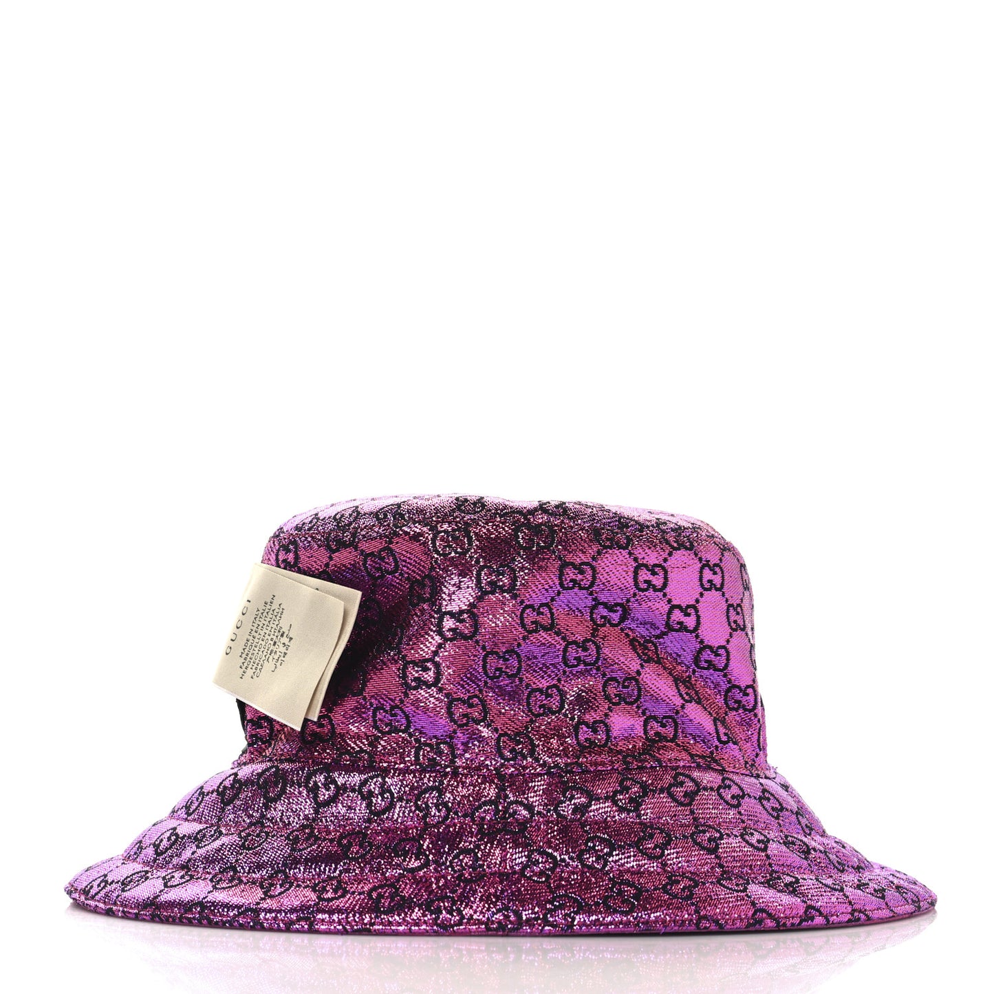 Canvas Lame GG Monogram Reversible Bucket Hat S Fuxia Pink