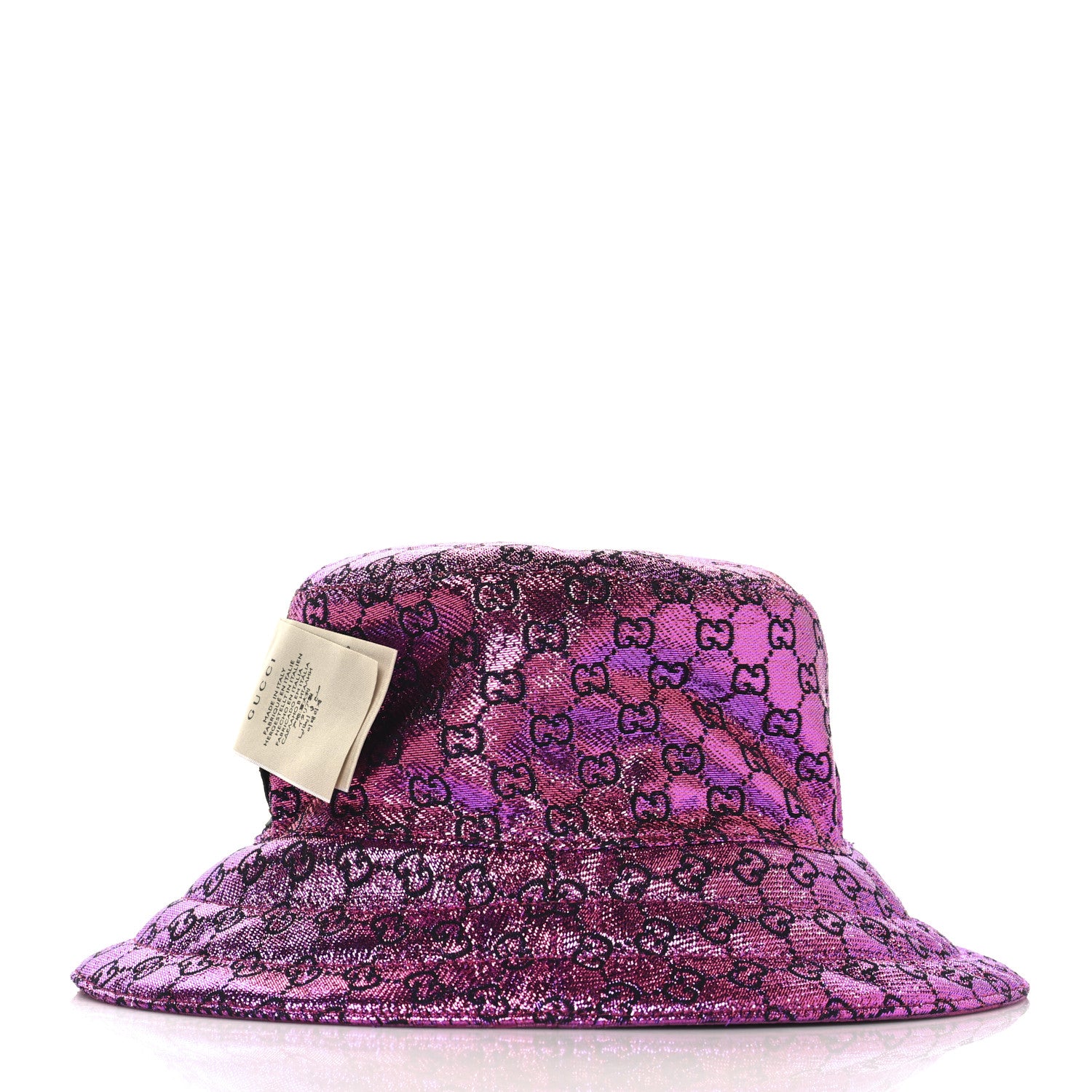 Gucci Canvas Lame GG Monogram Reversible Bucket Hat S Fuxia Pink 14 of 14