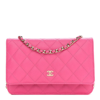 Chanel Caviar Quilted Wallet on Chain WOC Dark Pink 1 of 11