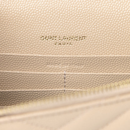 Saint Laurent Grain De Poudre Matelasse Chevron Monogram Envelope Chain Wallet Nude Powder 6 of 12