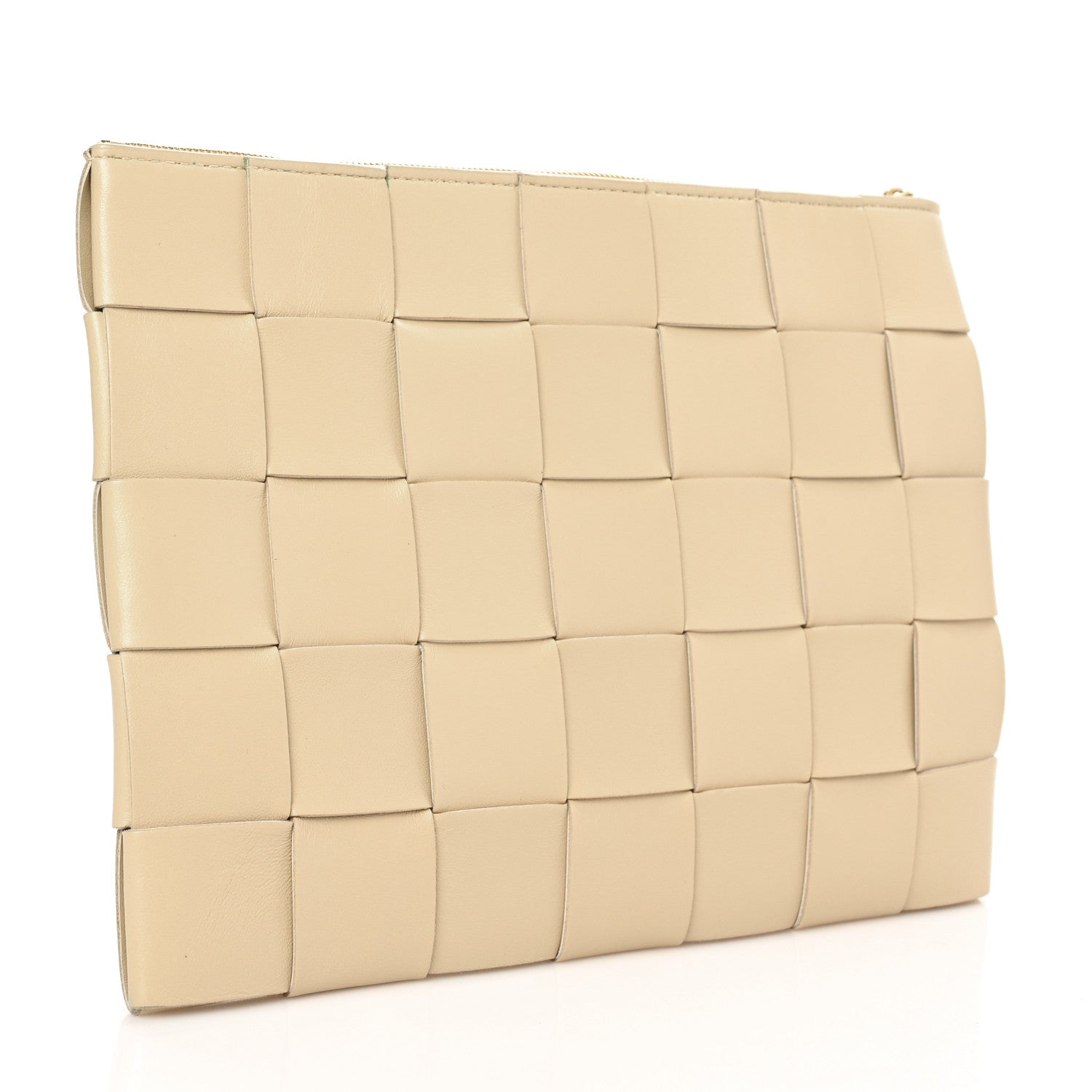 Bottega Veneta Nappa Maxi Intrecciato Medium Cassette Flat Zip Pouch Porridge 2 of 5
