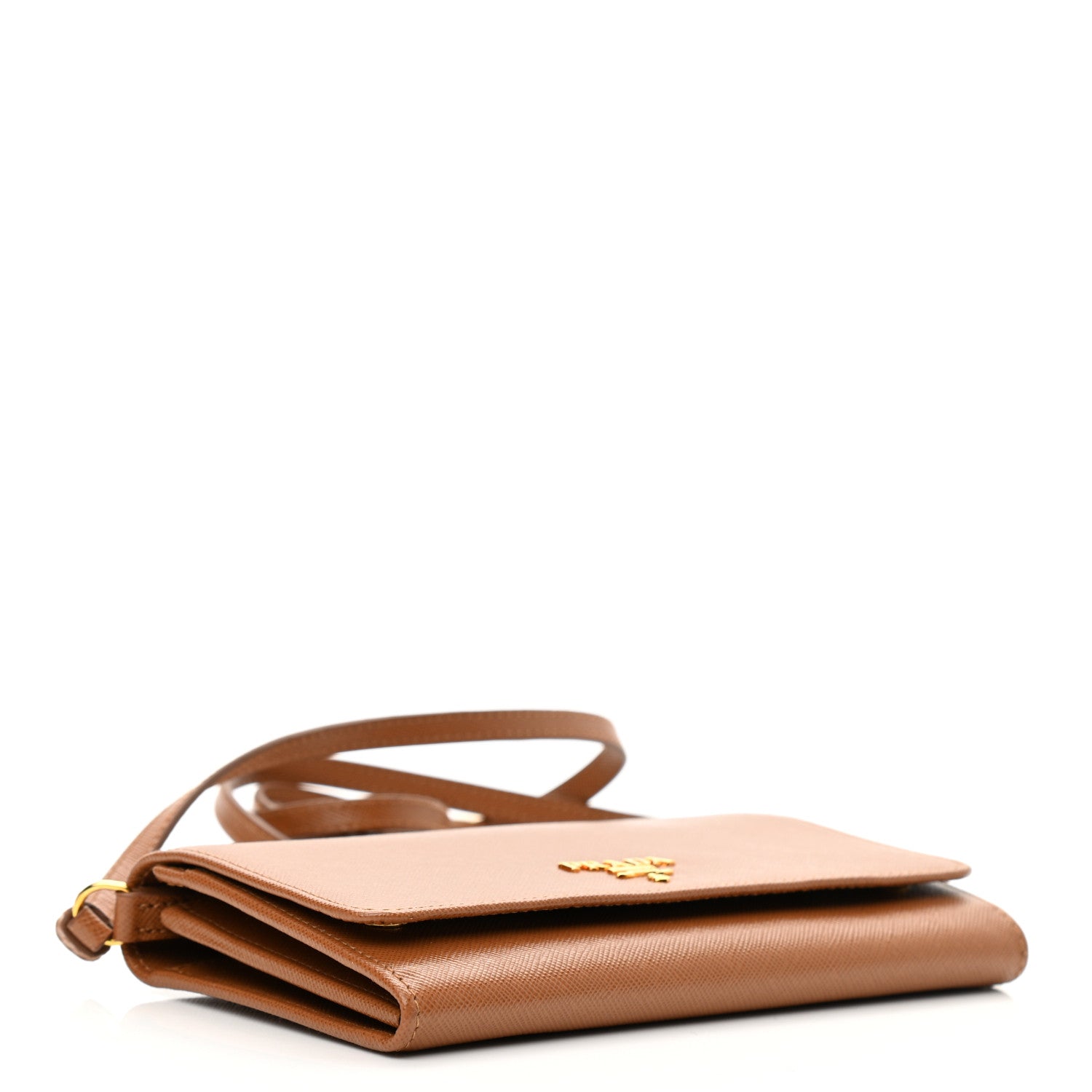 Prada Saffiano Metal Flap Wallet With Strap Caramel 4 of 11