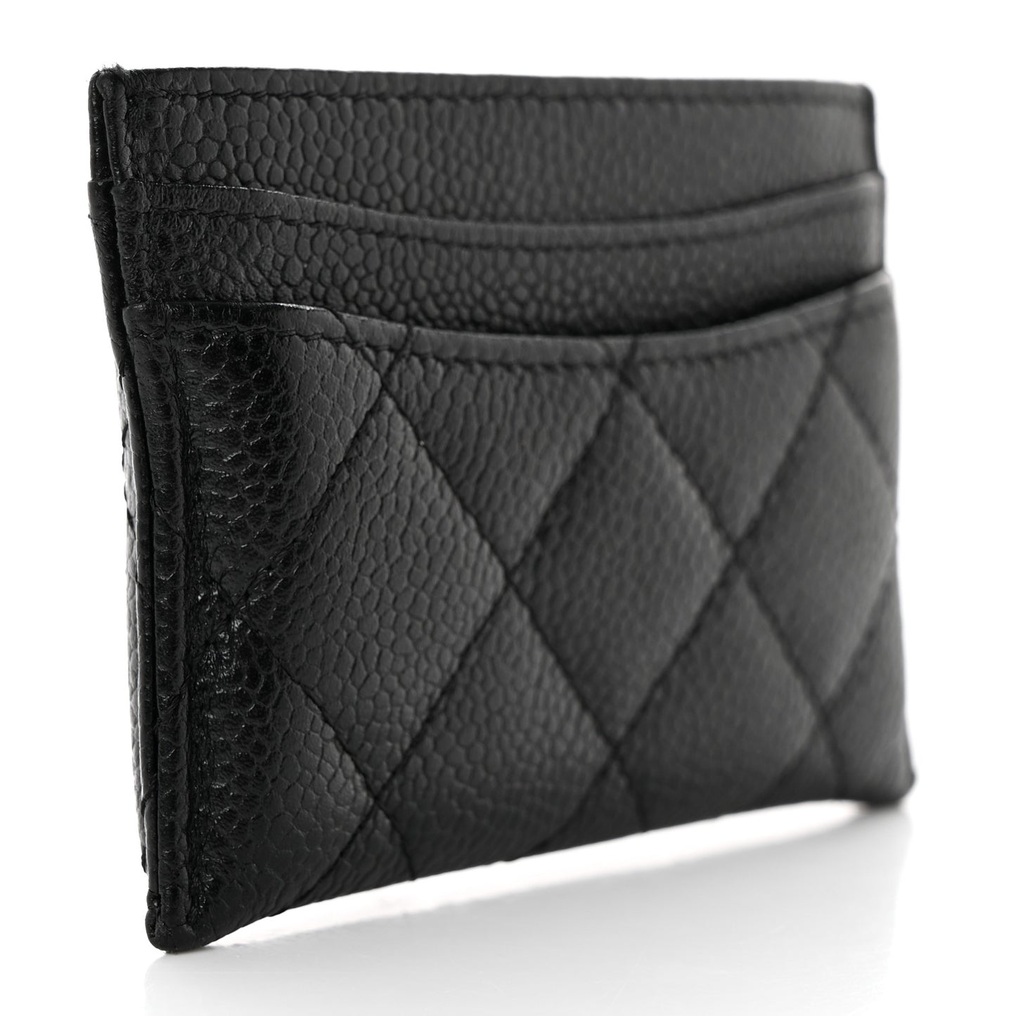 Caviar Quilted Card Holder Black
