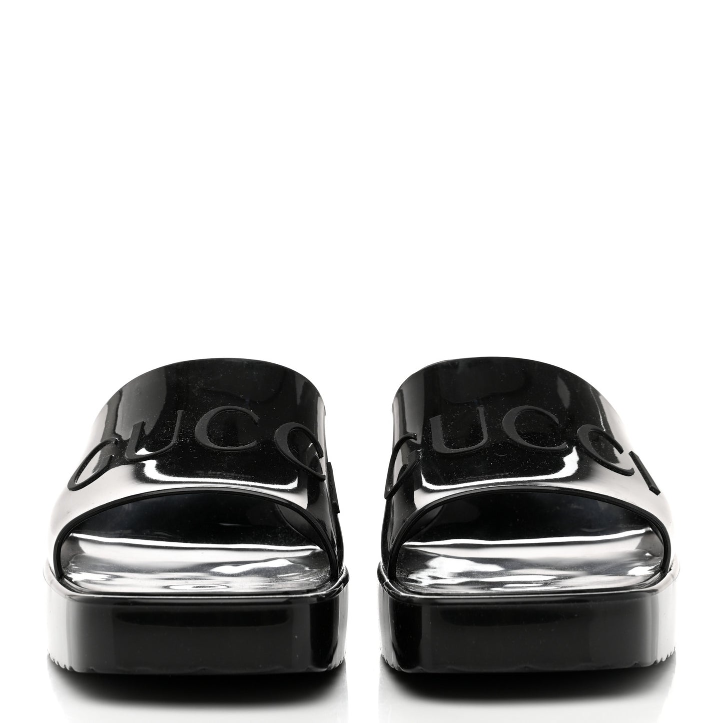 Rubber Gucci Logo Womens Platform 20/60mm Slide Sandals 37 Black