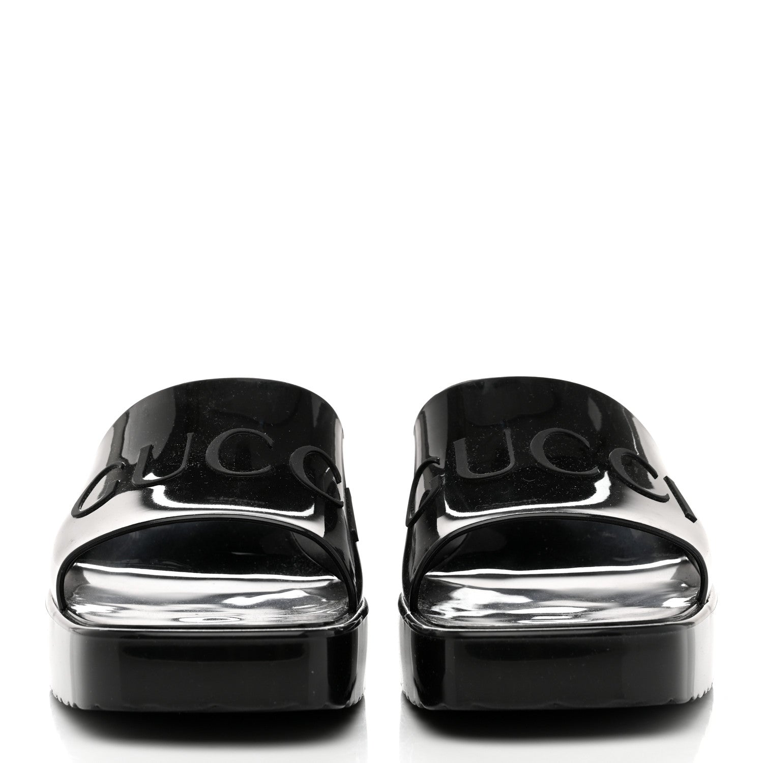 Gucci Rubber Gucci Logo Womens Platform 20/60mm Slide Sandals 37 Black 2 of 9