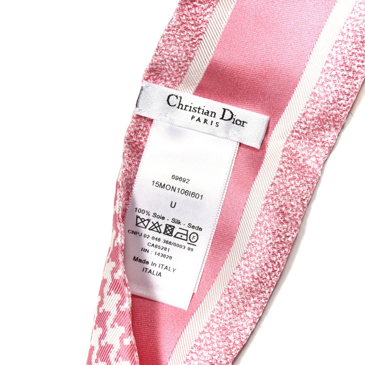 Christian Dior Silk Houndstooth Mitzah Scarf Pink 4 of 4