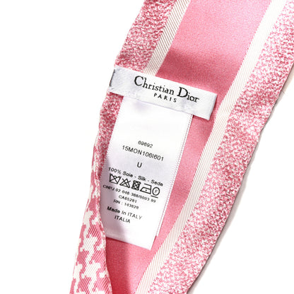Christian Dior Silk Houndstooth Mitzah Scarf Pink 4 of 4