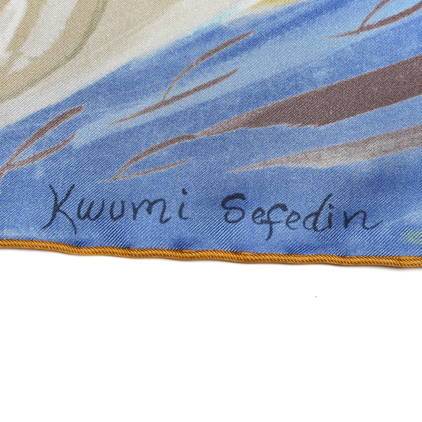 Silk Geant Larubizana Le Bouclier de la Beaute Scarf 140 Lavande Gold Beige