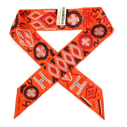 Hermes Silk Kelly En Perles Twilly Orange Anthracite Frambroise 1 of 4