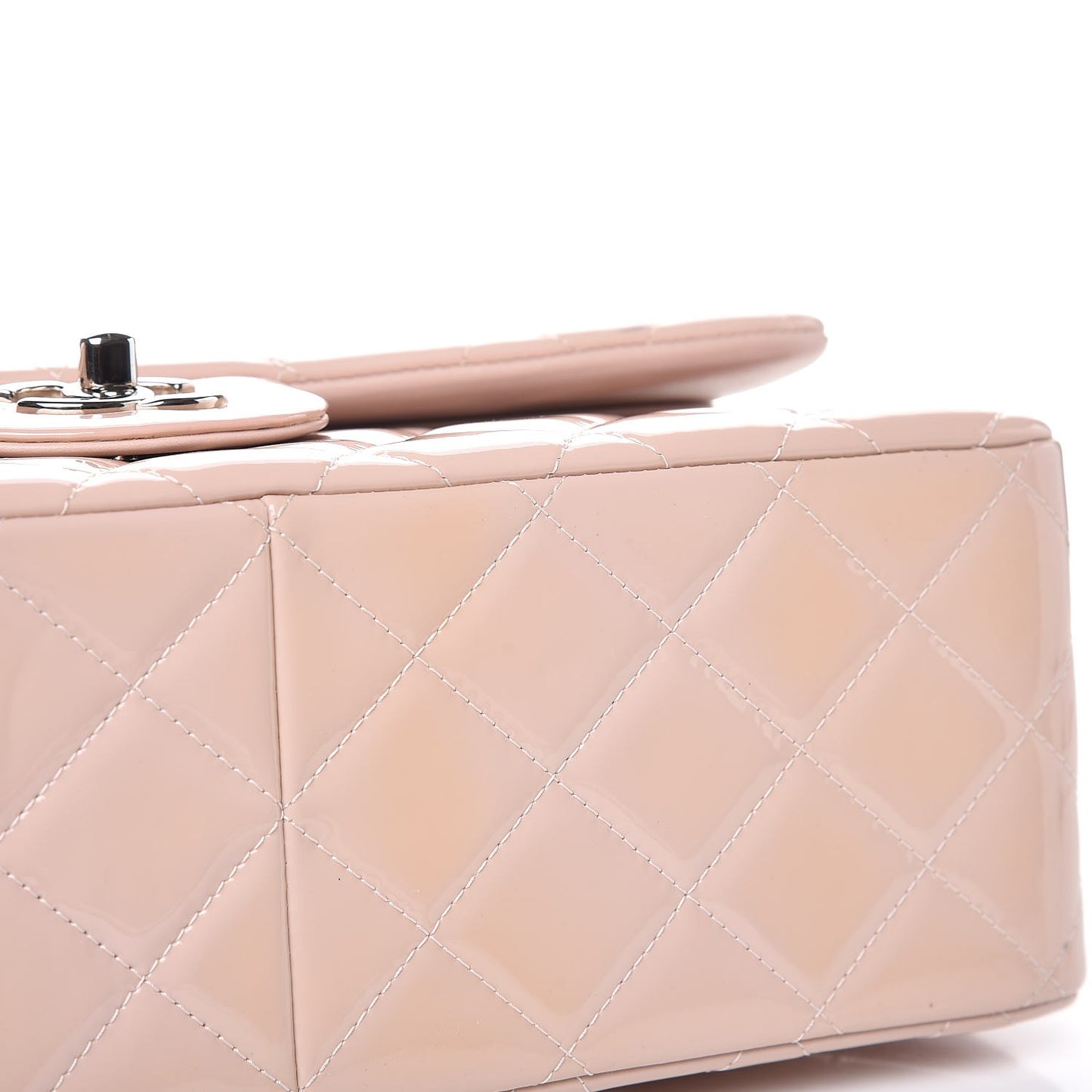 Patent Quilted Jumbo Double Flap Light Pink