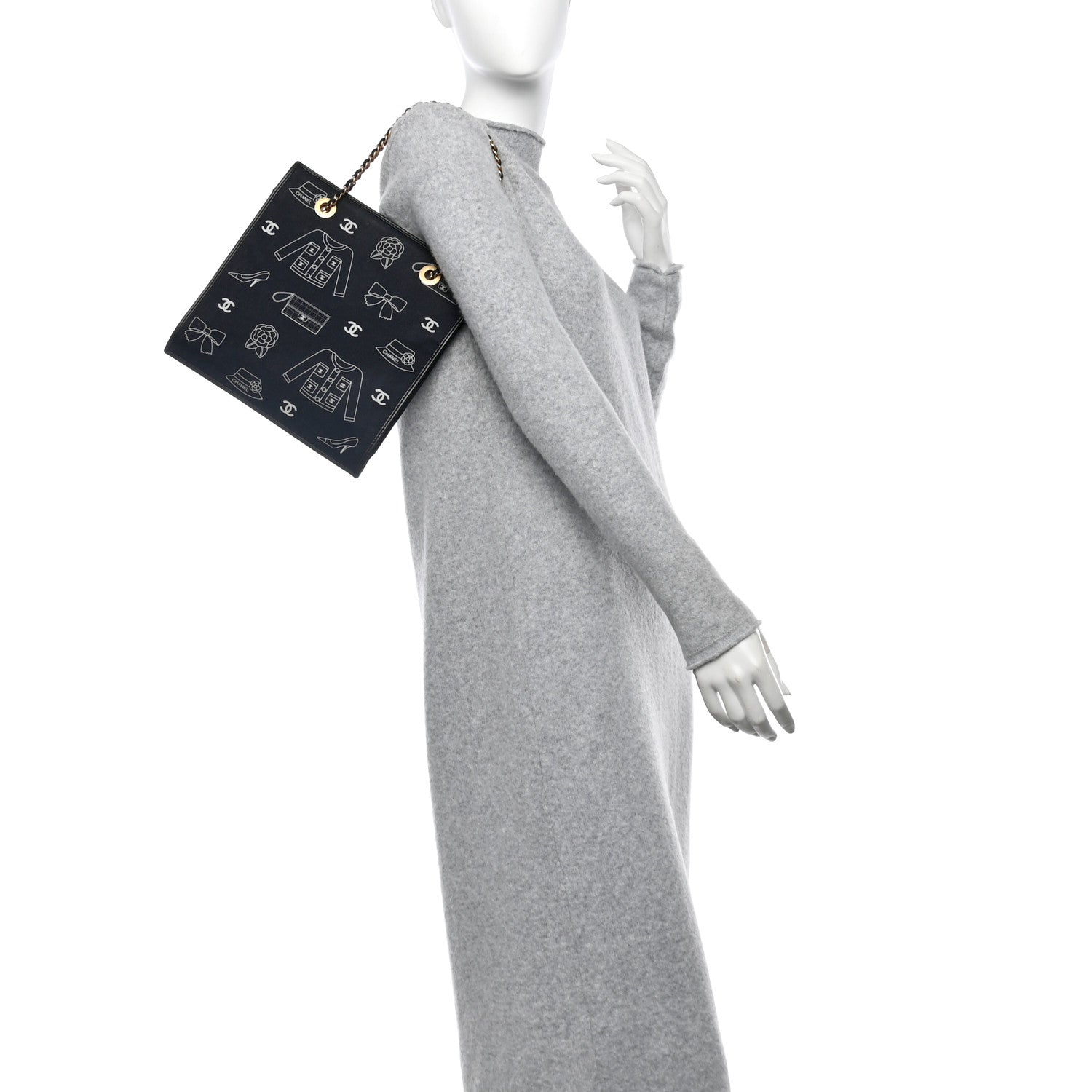 Chanel Canvas Coco Small Shopping Tote Black White 2 of 18