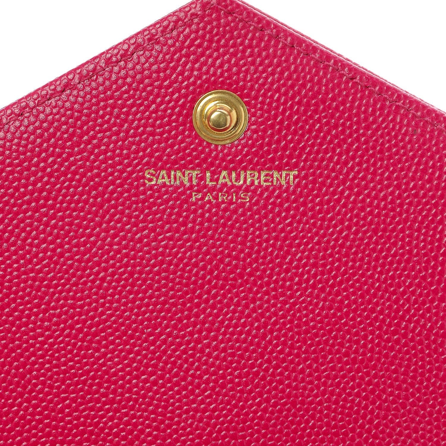 Saint Laurent Grain De Poudre Matelasse Chevron Monogram Chain Wallet Lipstick Fuchsia 6 of 7