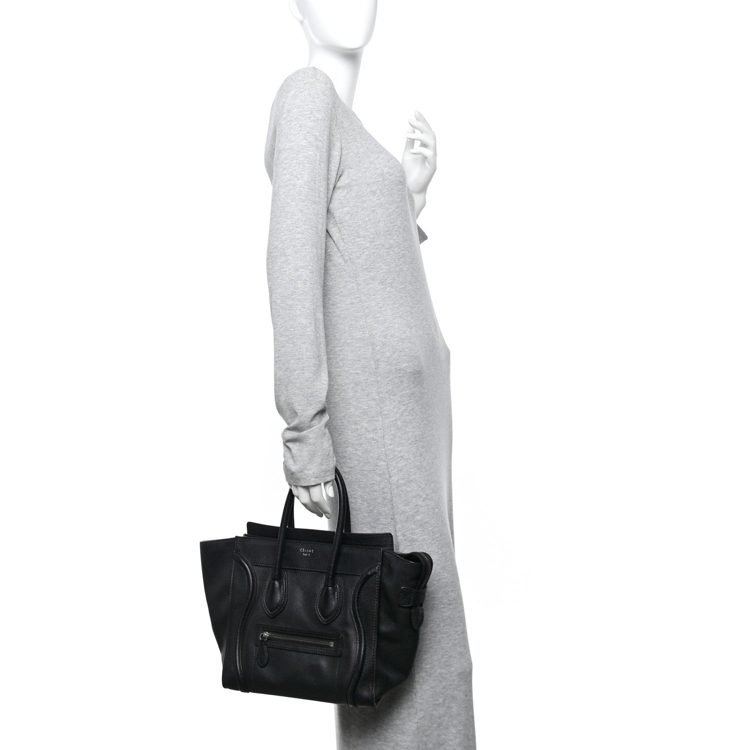 Celine Drummed Calfskin Micro Luggage Black 2 of 10