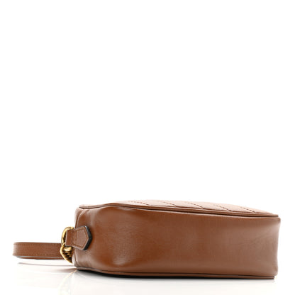 Gucci Glazed Calfskin Matelasse Diagonal Mini GG Marmont Chain Shoulder Bag Cuir 3 of 9