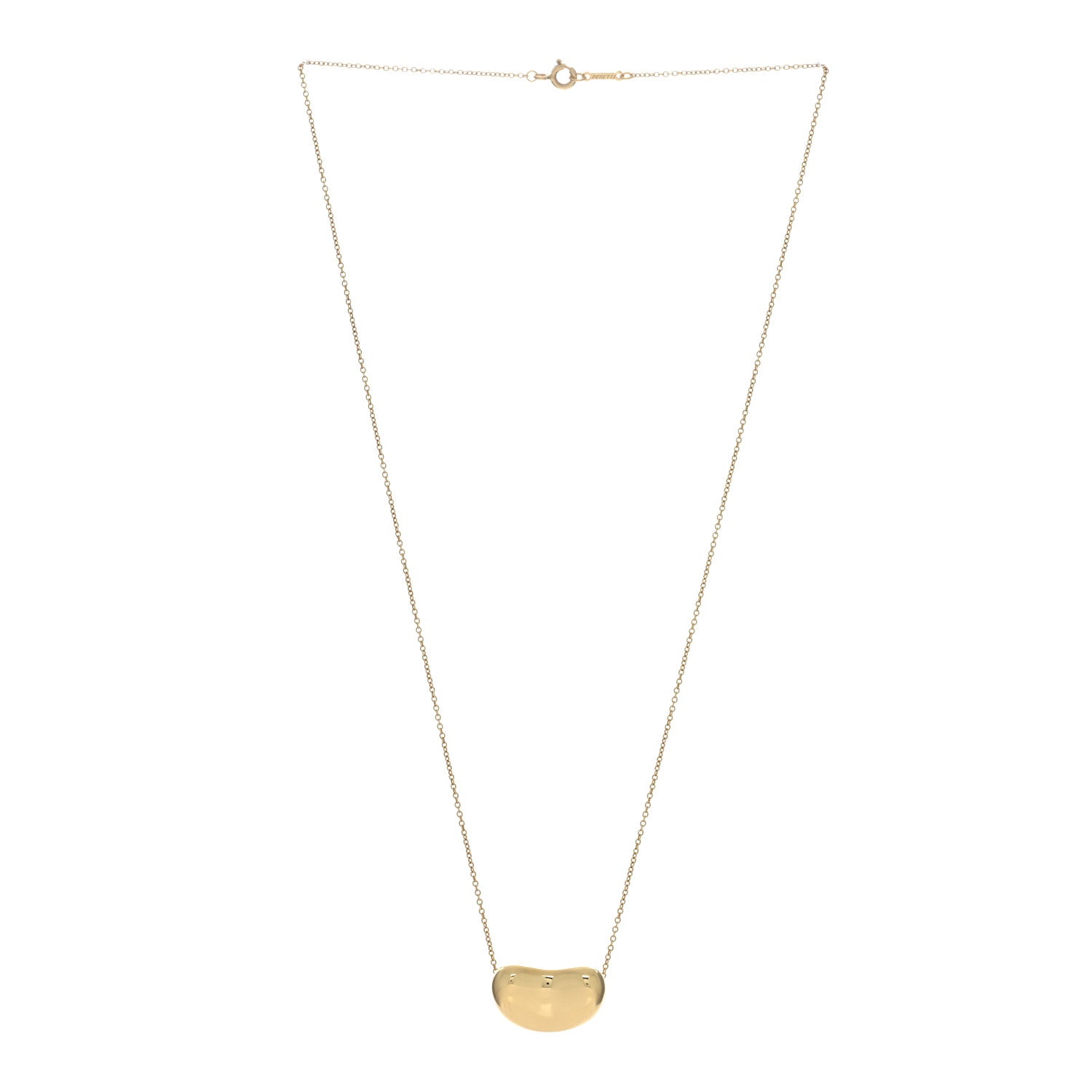 Tiffany 18K Yellow Gold 20mm Elsa Peretti Bean Pendant Necklace 2 of 5