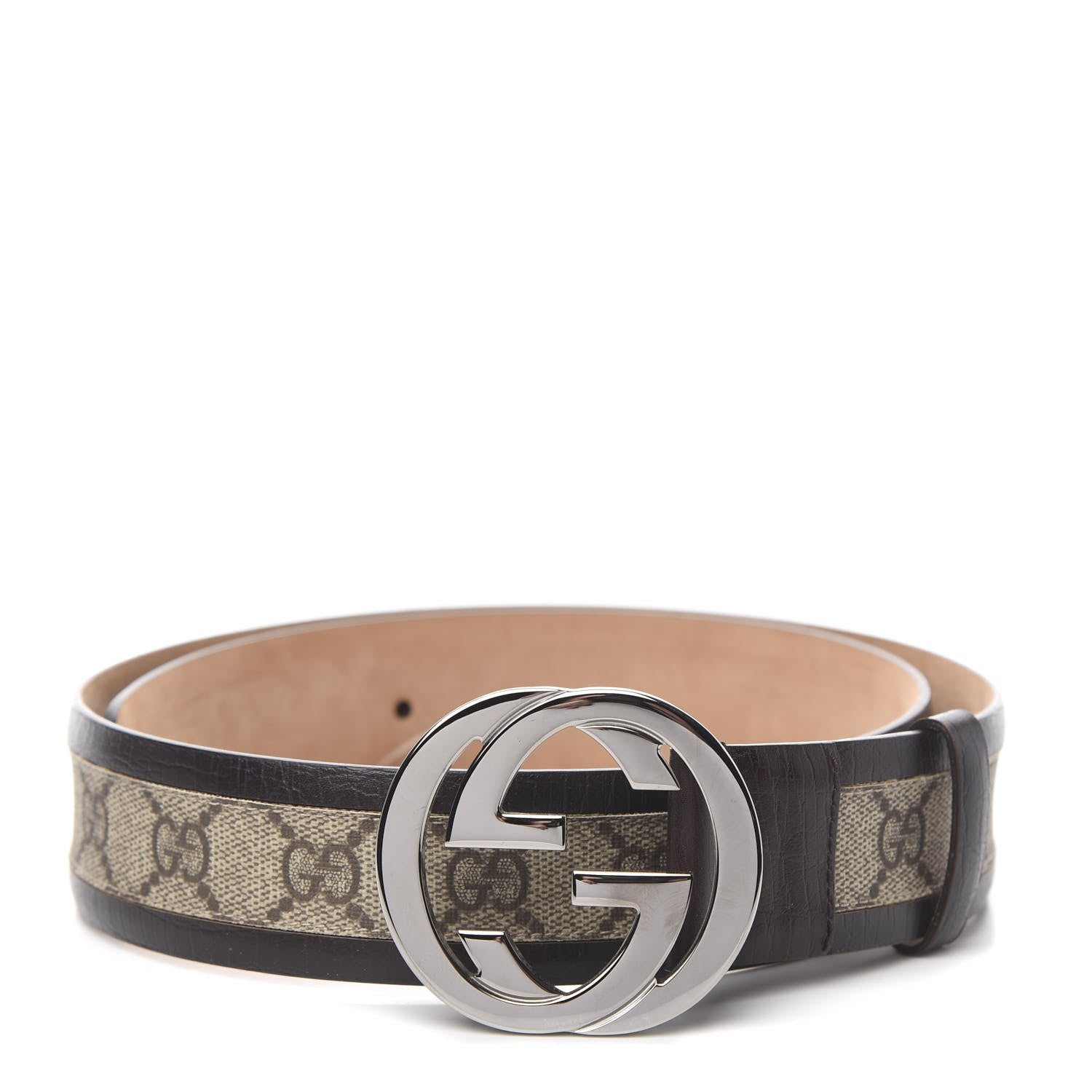 Gucci GG Plus Monogram Niagara Lux Calfskin Interlocking G 40mm Belt 80 32 Beige Ebony Cocoa 1 of 7