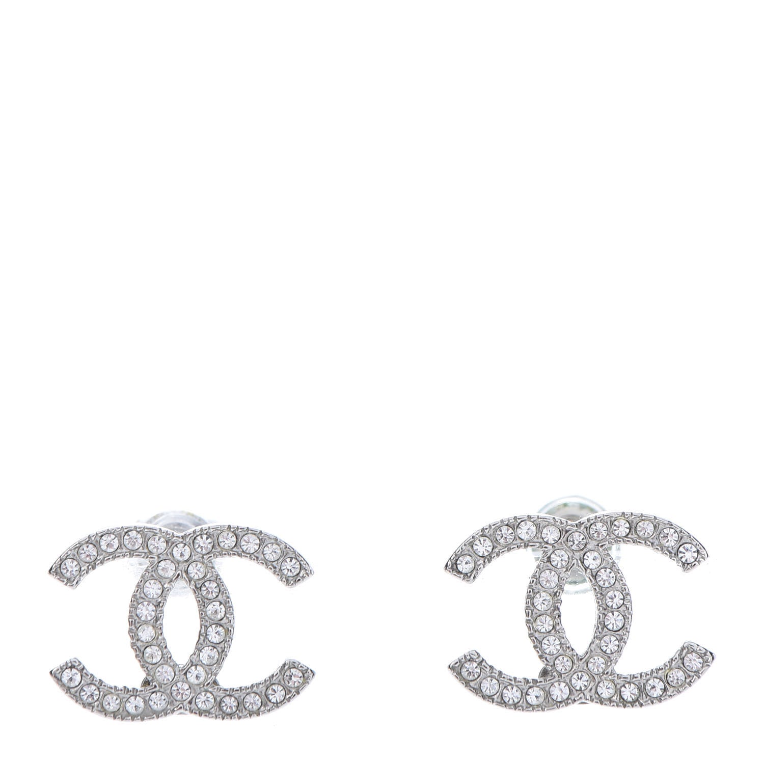 Chanel Crystal CC Earrings Silver 1 of 5