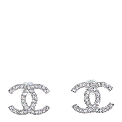 Chanel Crystal CC Earrings Silver 1 of 5