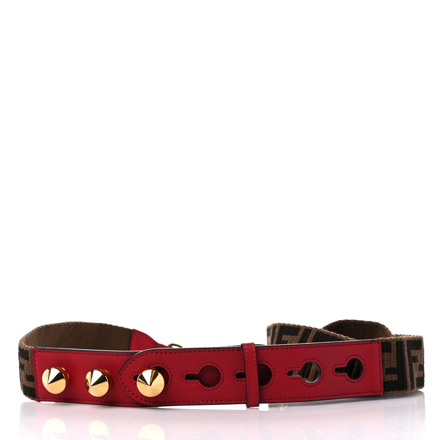 Ribbon Vitello Century FF 1974 Studded Strap You Fango Marrone Fragola