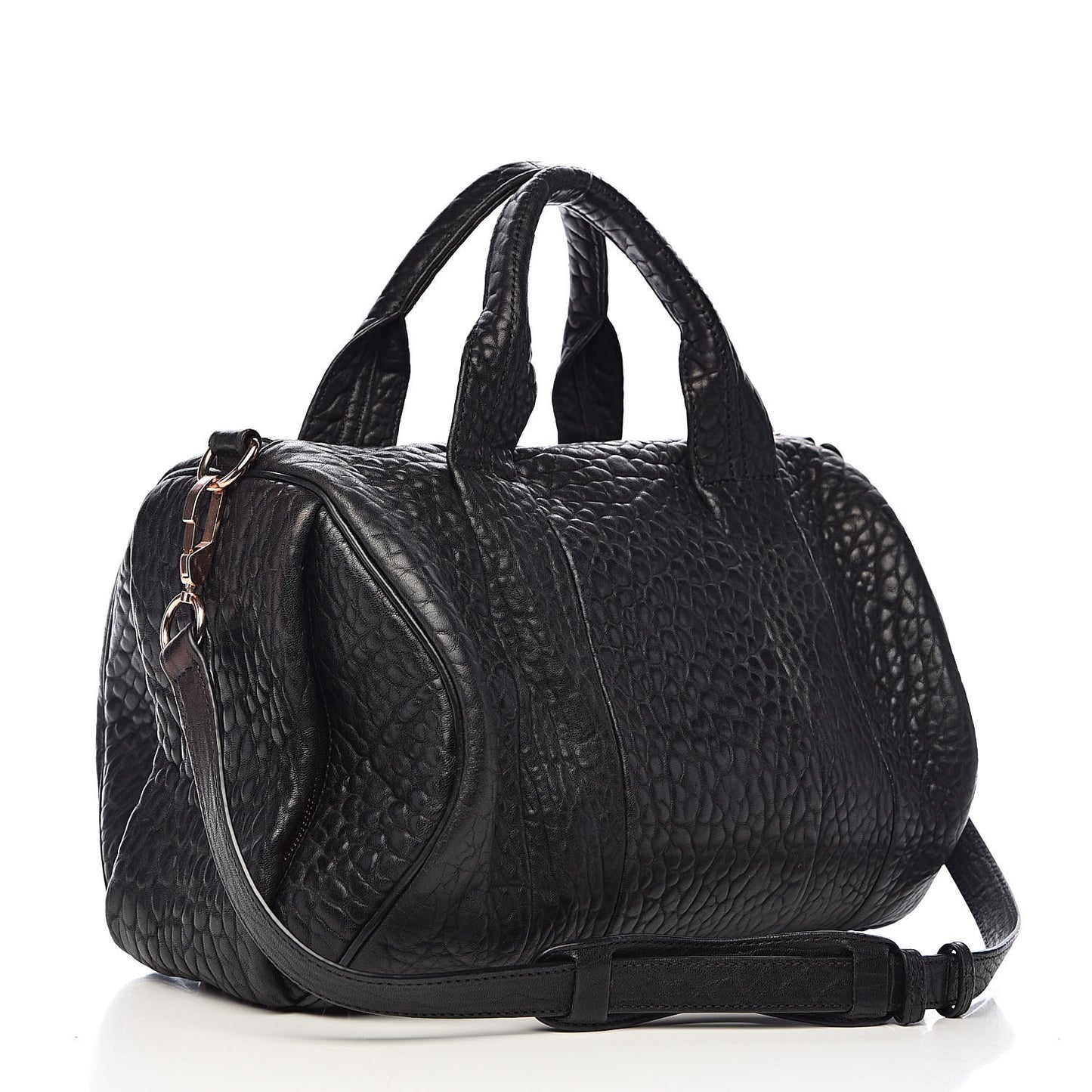 Pebbled Lambskin Rocco Black Rose Gold Hardware