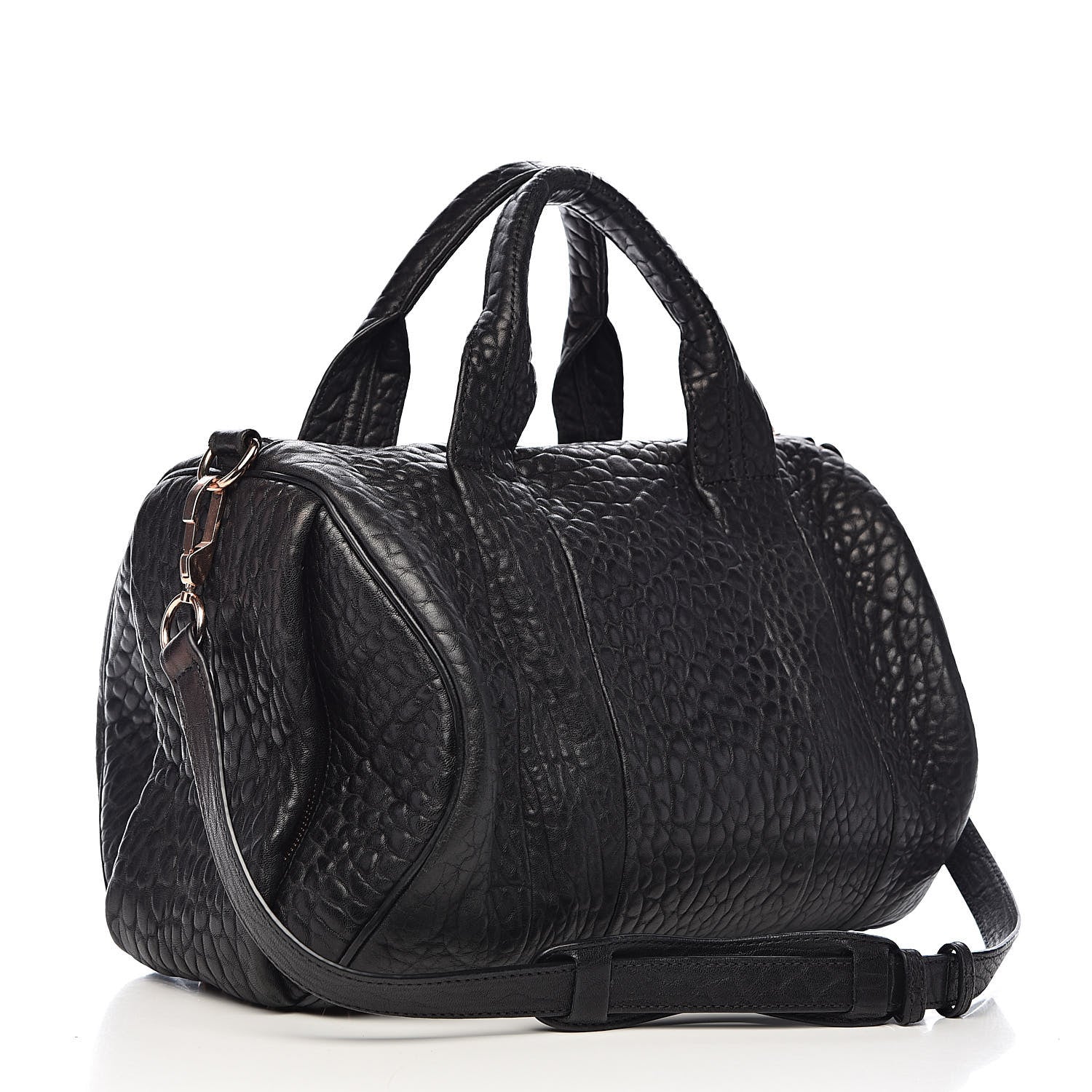 Alexander Wang Pebbled Lambskin Rocco Black Rose Gold Hardware 3 of 12
