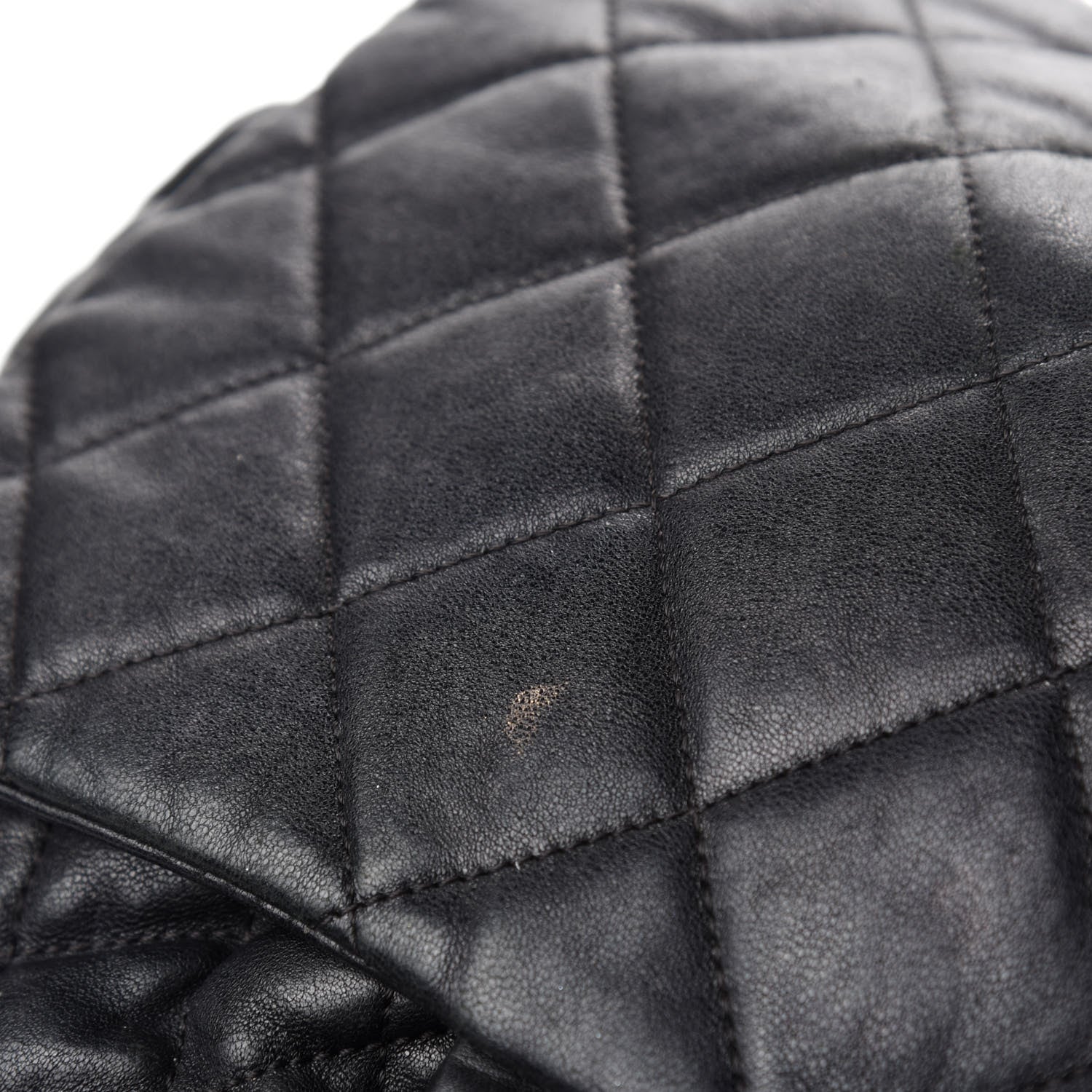 Chanel Washed Lambskin Quilted Large Chain Around Messenger Black 8 of 13