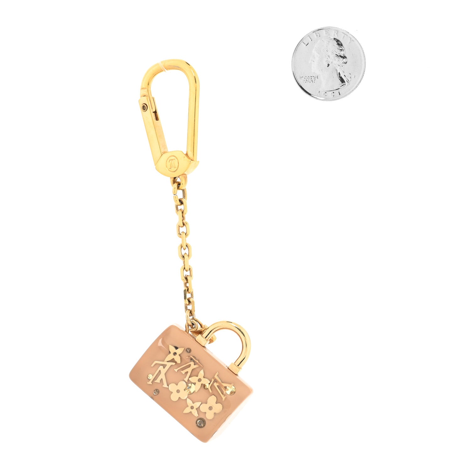 Louis Vuitton Resin Inclusion Speedy Bag Charm Key Chain Beige 2 of 3