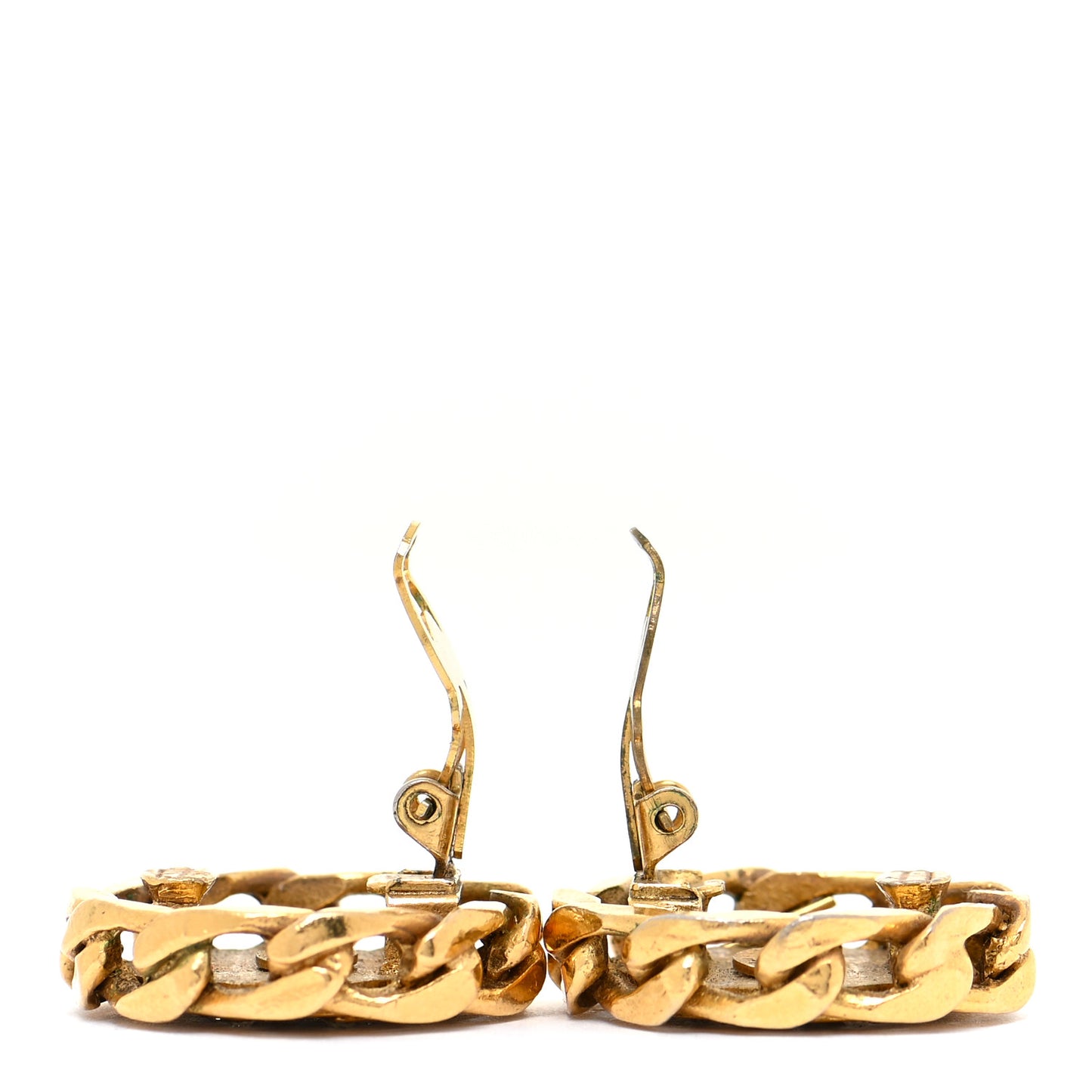 Crystal CC Round Clip On Earrings Gold