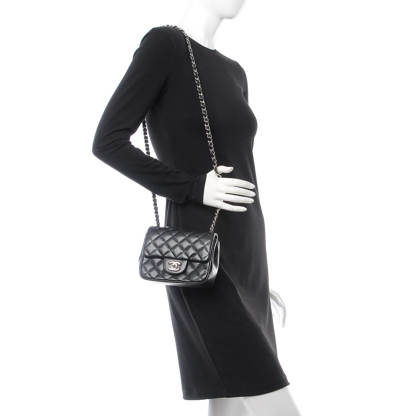 Caviar Quilted Mini Square Flap Black