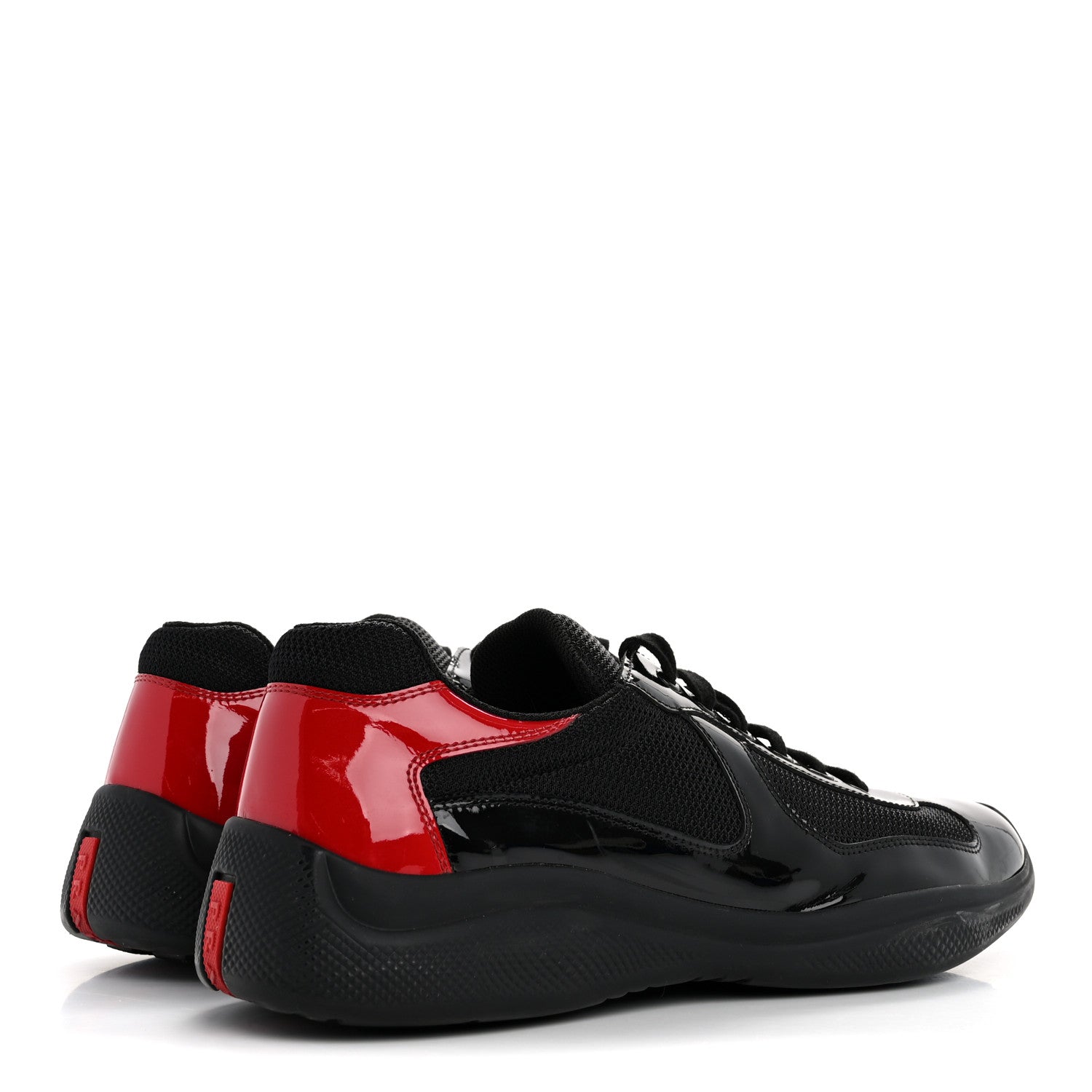 Prada Patent Mens America's Cup Patchwork Sneakers 8 Black Red 5 of 10