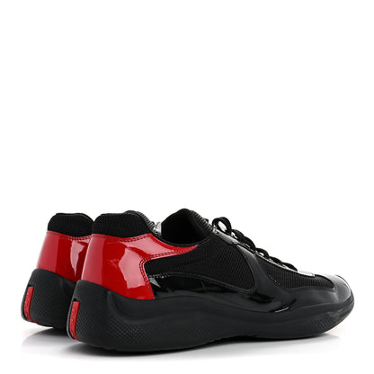Prada Patent Mens America's Cup Patchwork Sneakers 8 Black Red 5 of 10