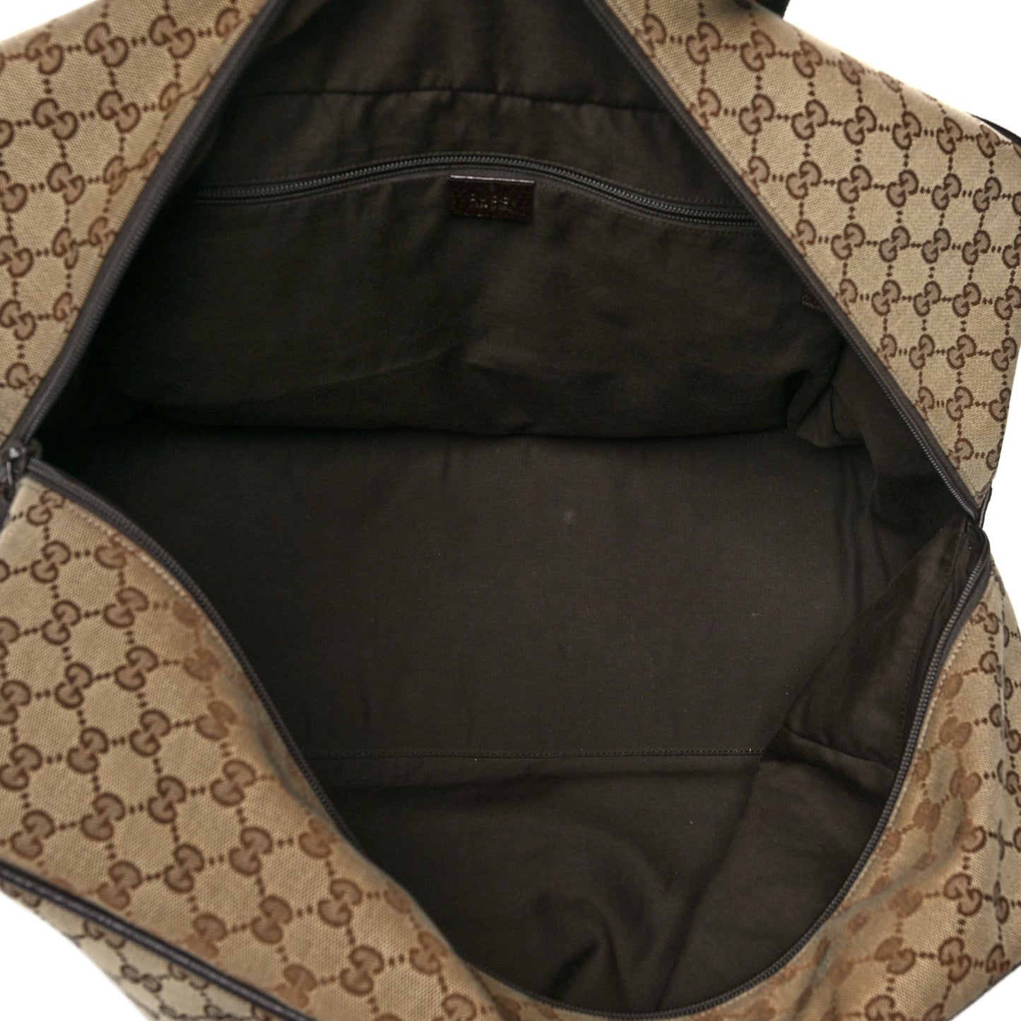 GG Monogram Web Large Collapsible Carry On Duffle Beige Brown
