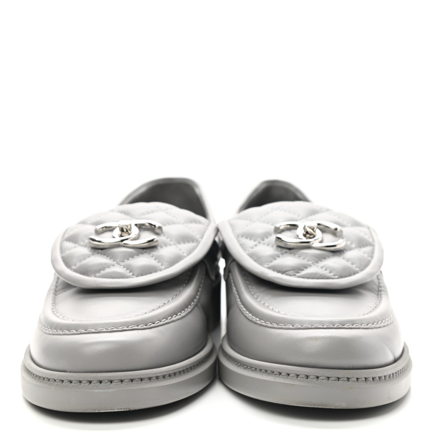 Lambskin Quilted CC Turnlock Loafers 40 Grey