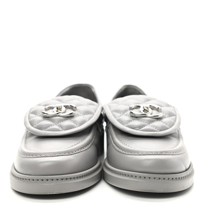 Chanel Lambskin Quilted CC Turnlock Loafers 40 Grey 2 of 11