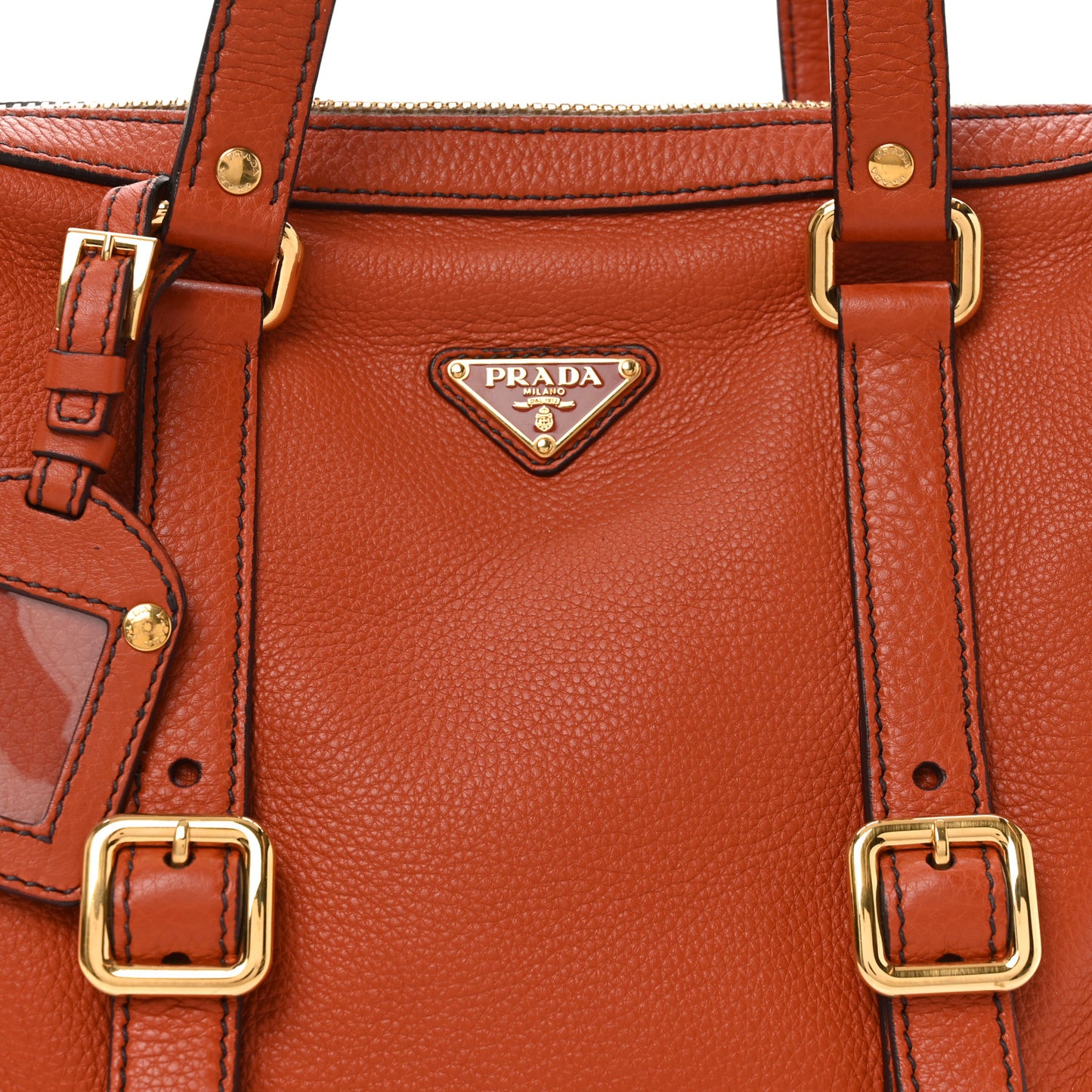 Vitello Daino Buckle Satchel Orange