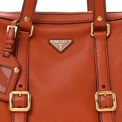 Prada Vitello Daino Buckle Satchel Orange 7 of 9