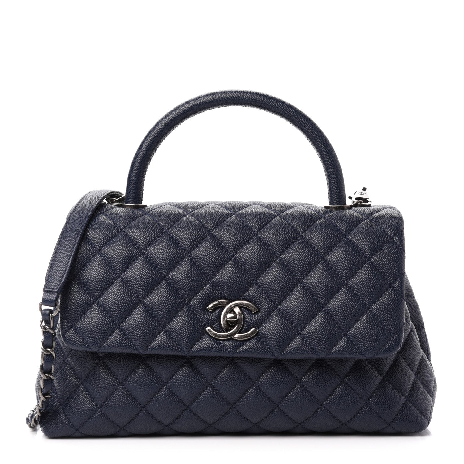 Chanel Caviar Quilted Small Coco Handle Flap Navy 1 of 12