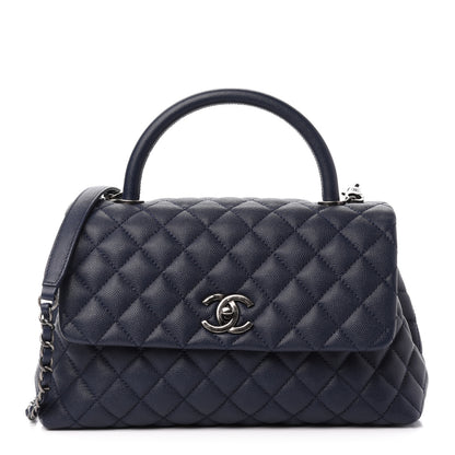 Chanel Caviar Quilted Small Coco Handle Flap Navy 1 of 12