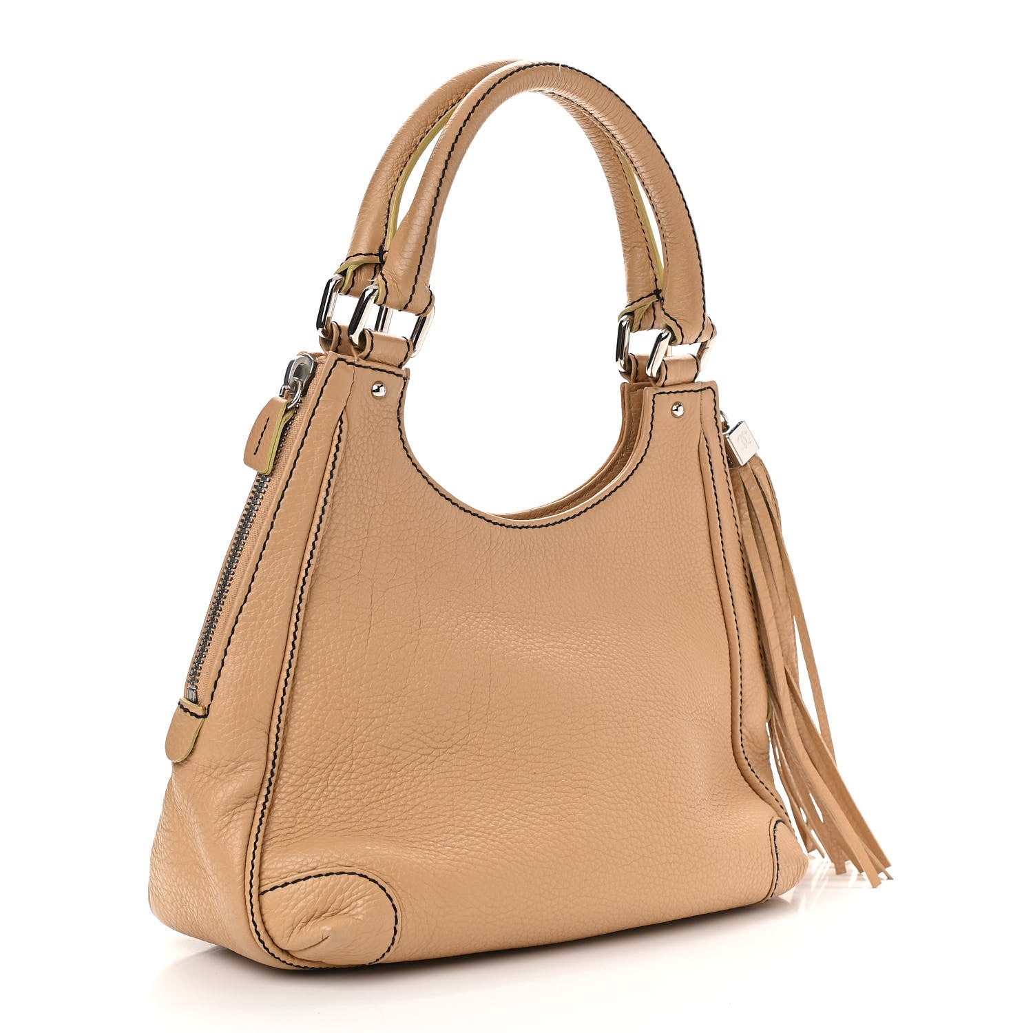 Chanel Grained Calfskin Tassel Hobo Beige 3 of 12