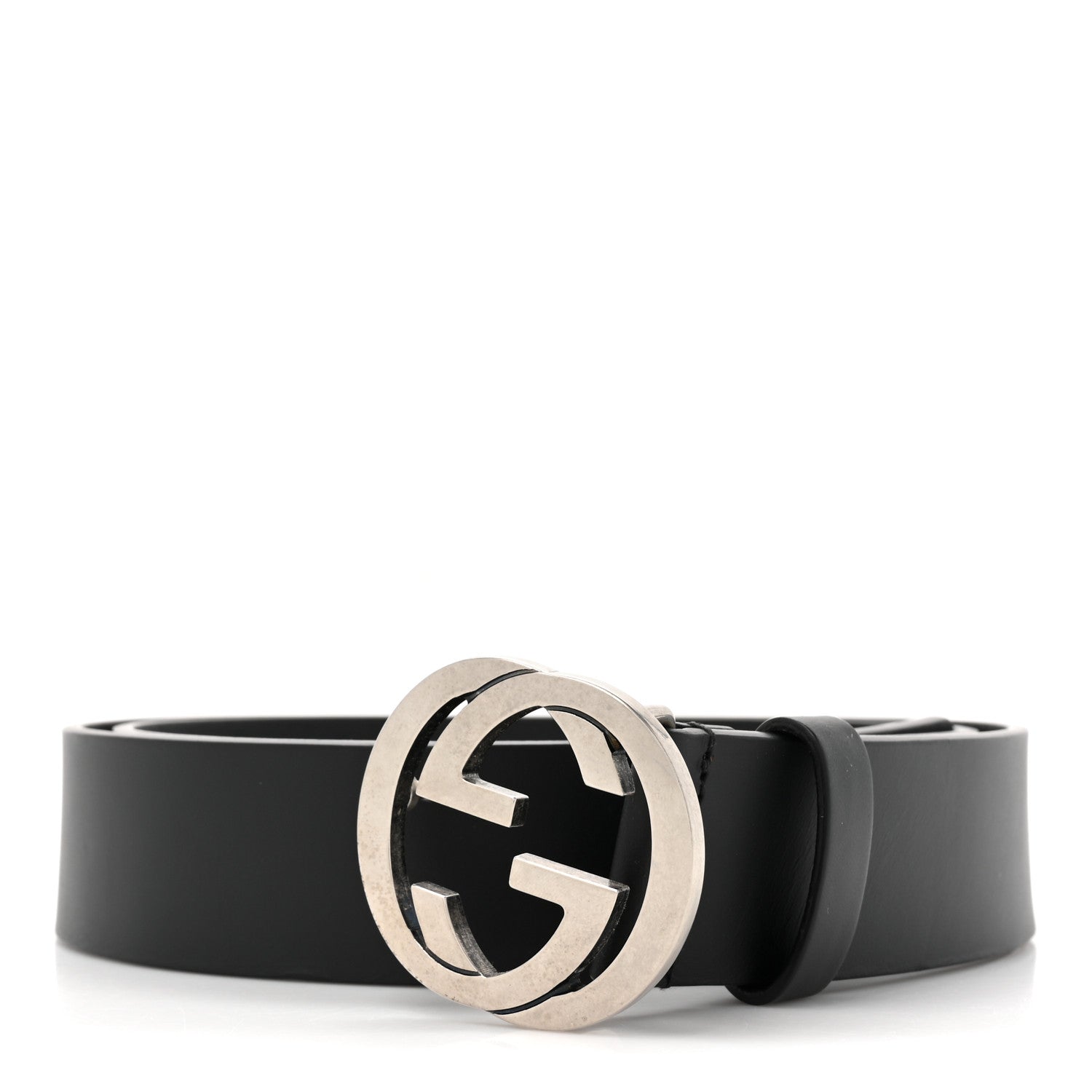 Gucci Selleria Calfskin Nickel Interlocking G 37mm Belt 100 40 Black 1 of 5