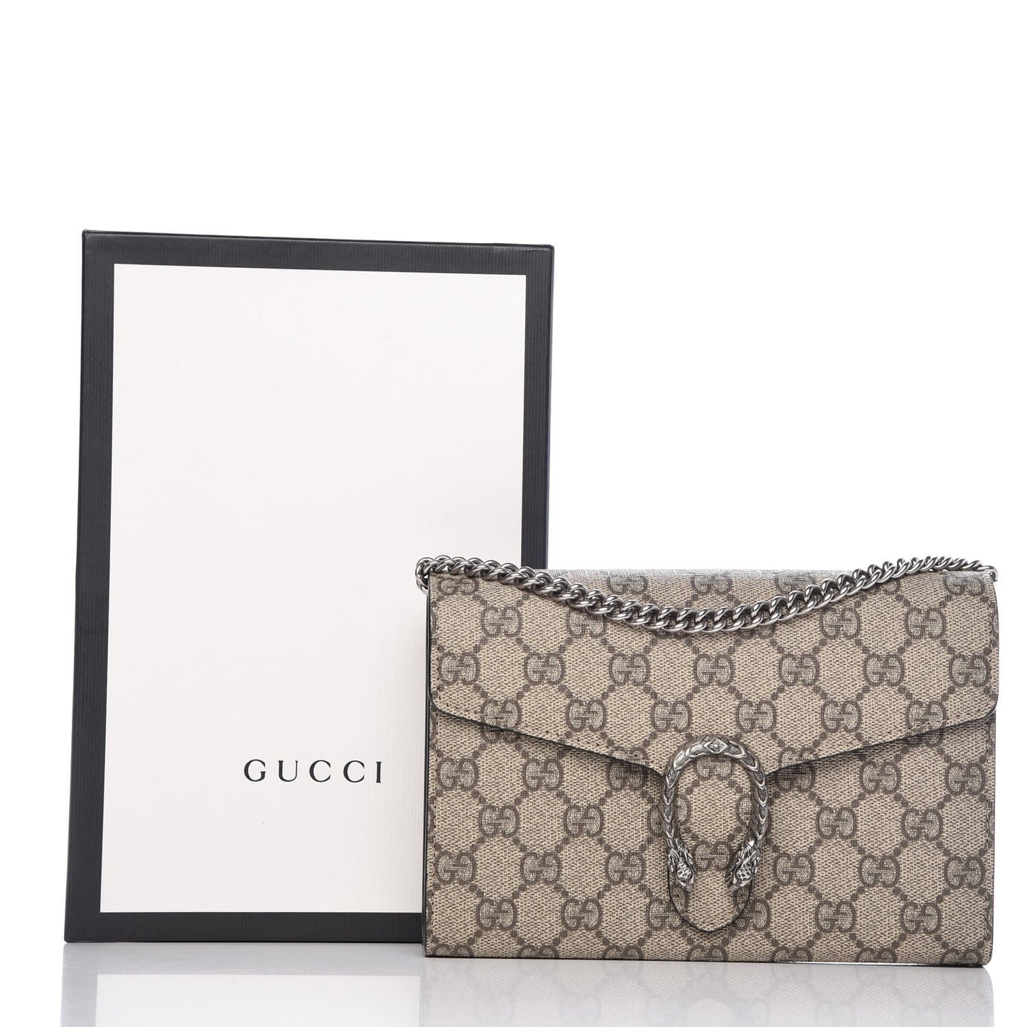 GG Supreme Monogram Mini Dionysus Chain Wallet Beige Black