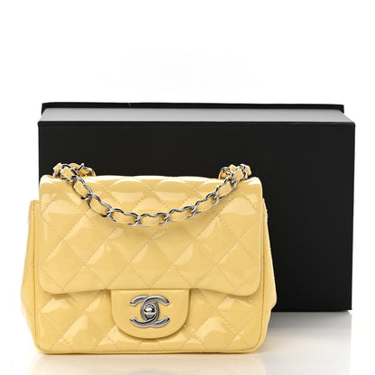 Chanel Patent Quilted Mini Square Flap Yellow 14 of 14