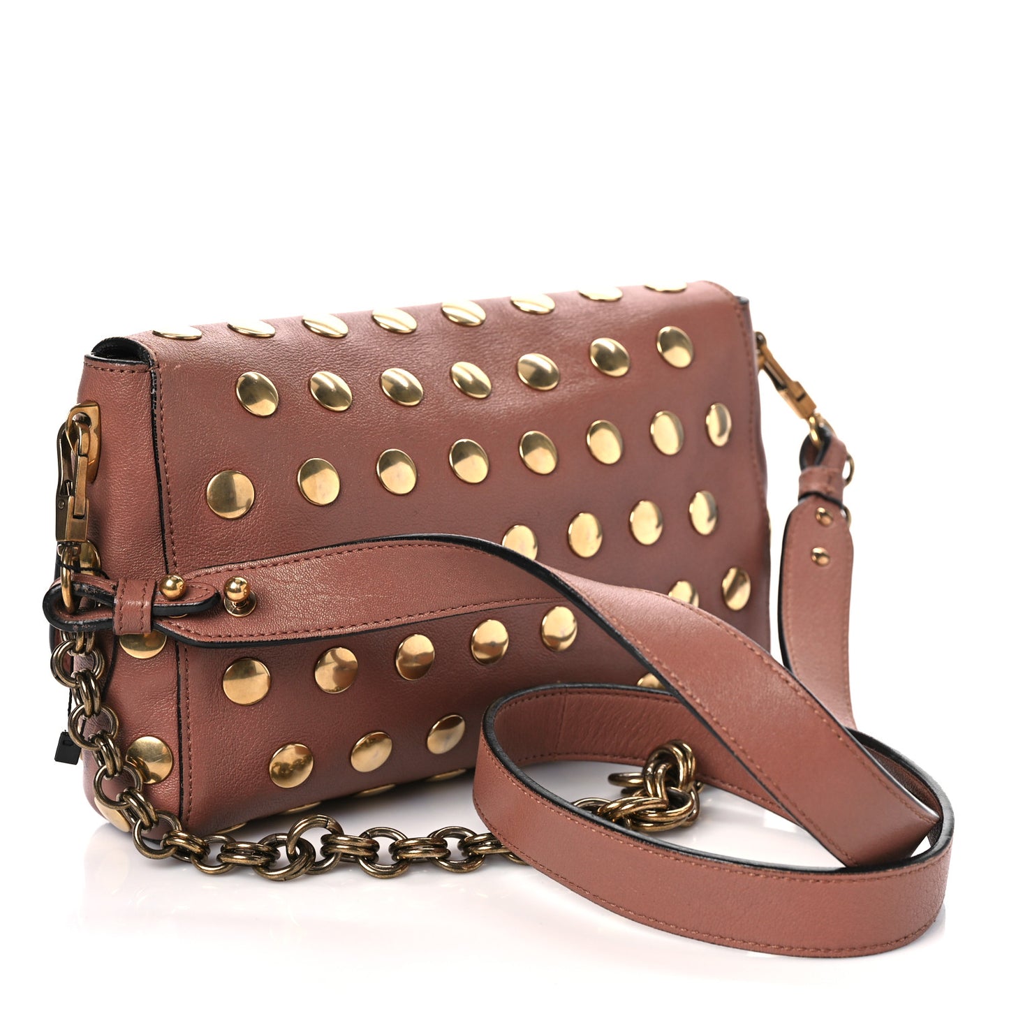 Goatskin Grommet Gotham Eyelet Shoulder Bag Beige